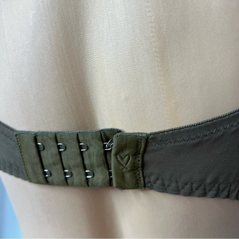 Victoria secret lined Demi bra green khaki lace velvet velour soft rare Angels - Picture 12 of 12